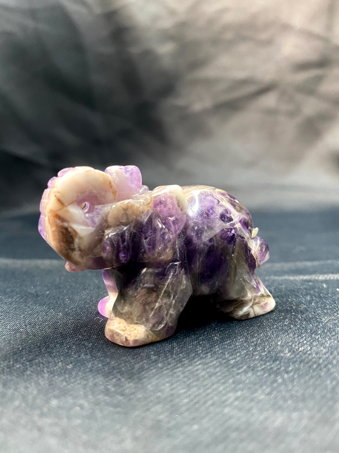 Hand Carved Mixed Gemstone Crystal Elephant Statue 12PCS