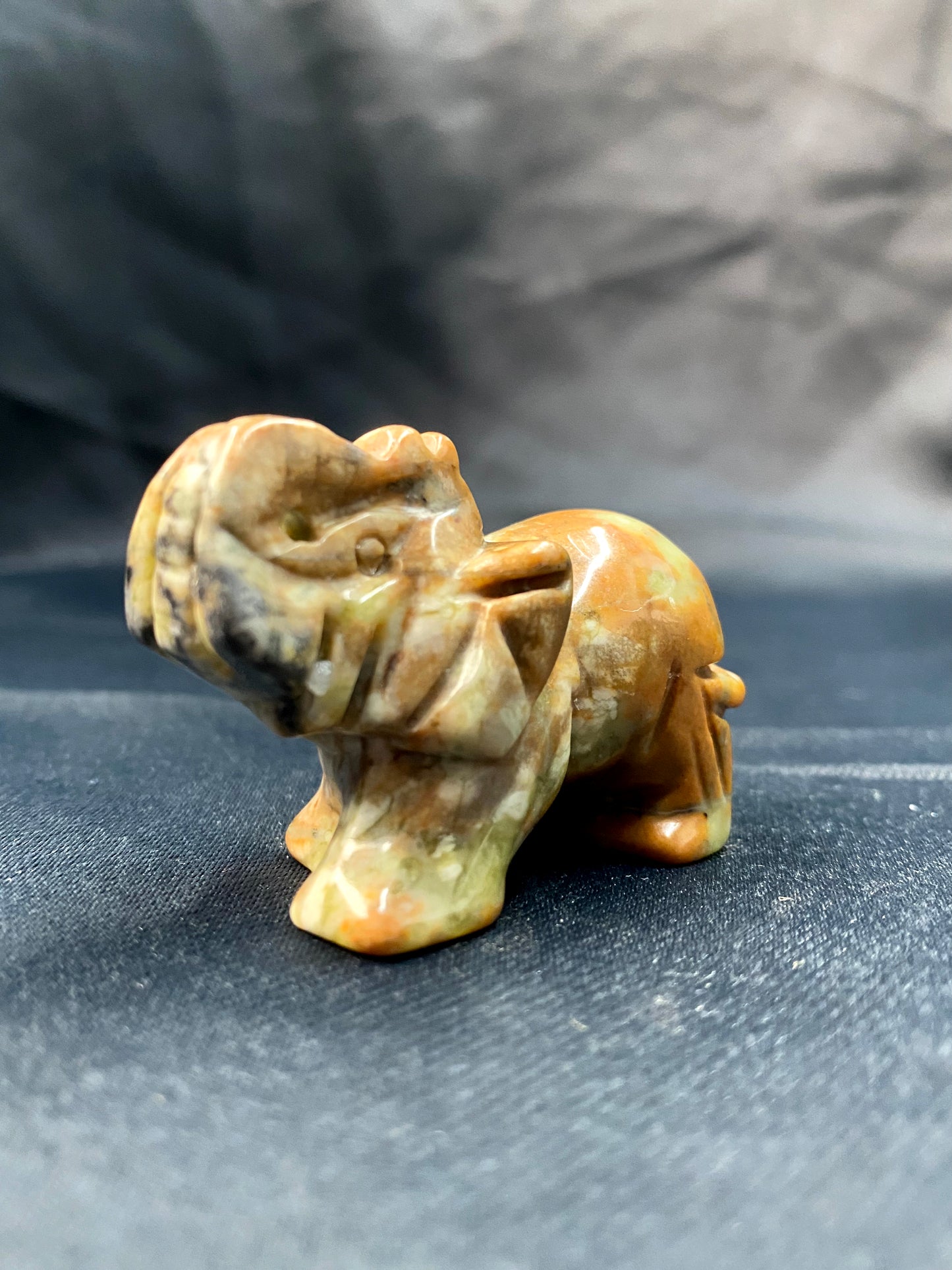 Hand Carved Mixed Gemstone Crystal Elephant Statue 12PCS